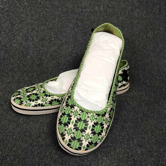 Keds Eleanor Panda Print Green Canvas Slip-On Ballet Flats Womens Size 9.5 - Picture 1 of 8